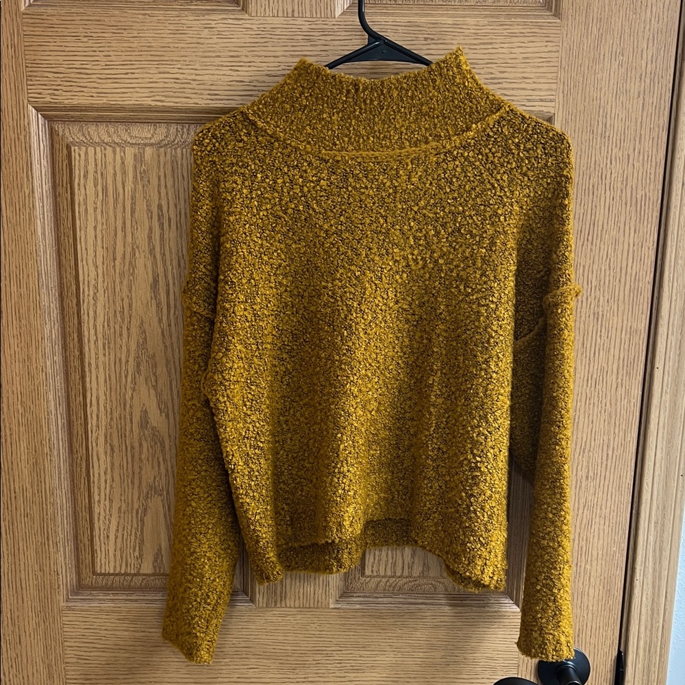 Pink Rose Mustard Cowl Neck Sweater